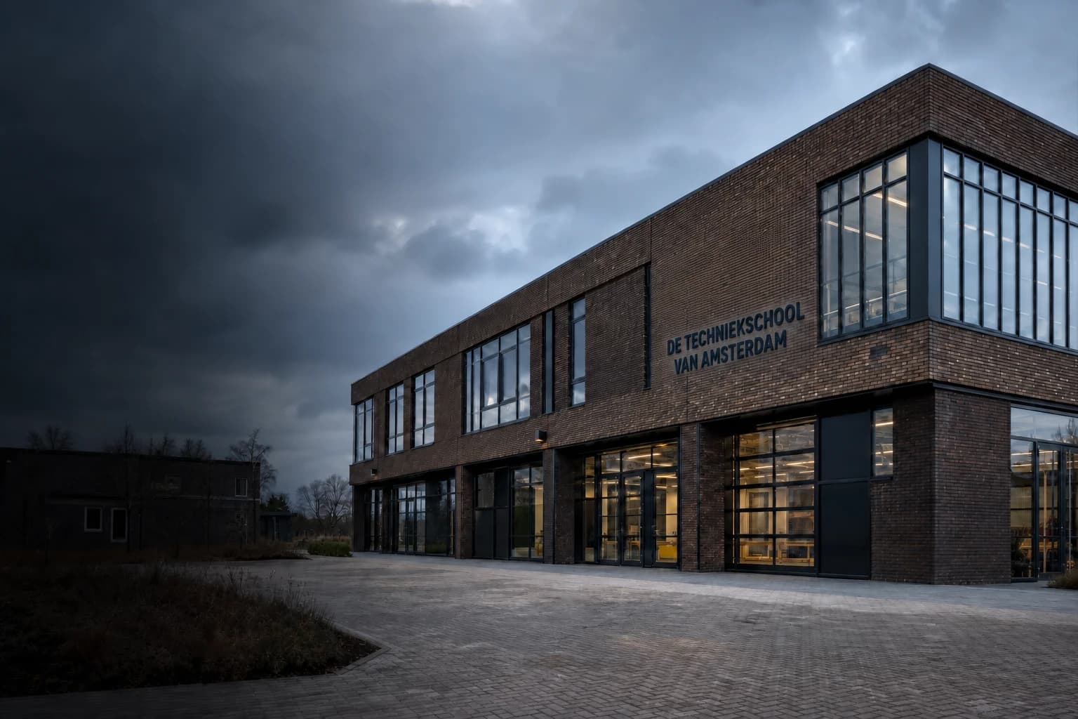 Conceptweergave van een technisch schoolgebouw
